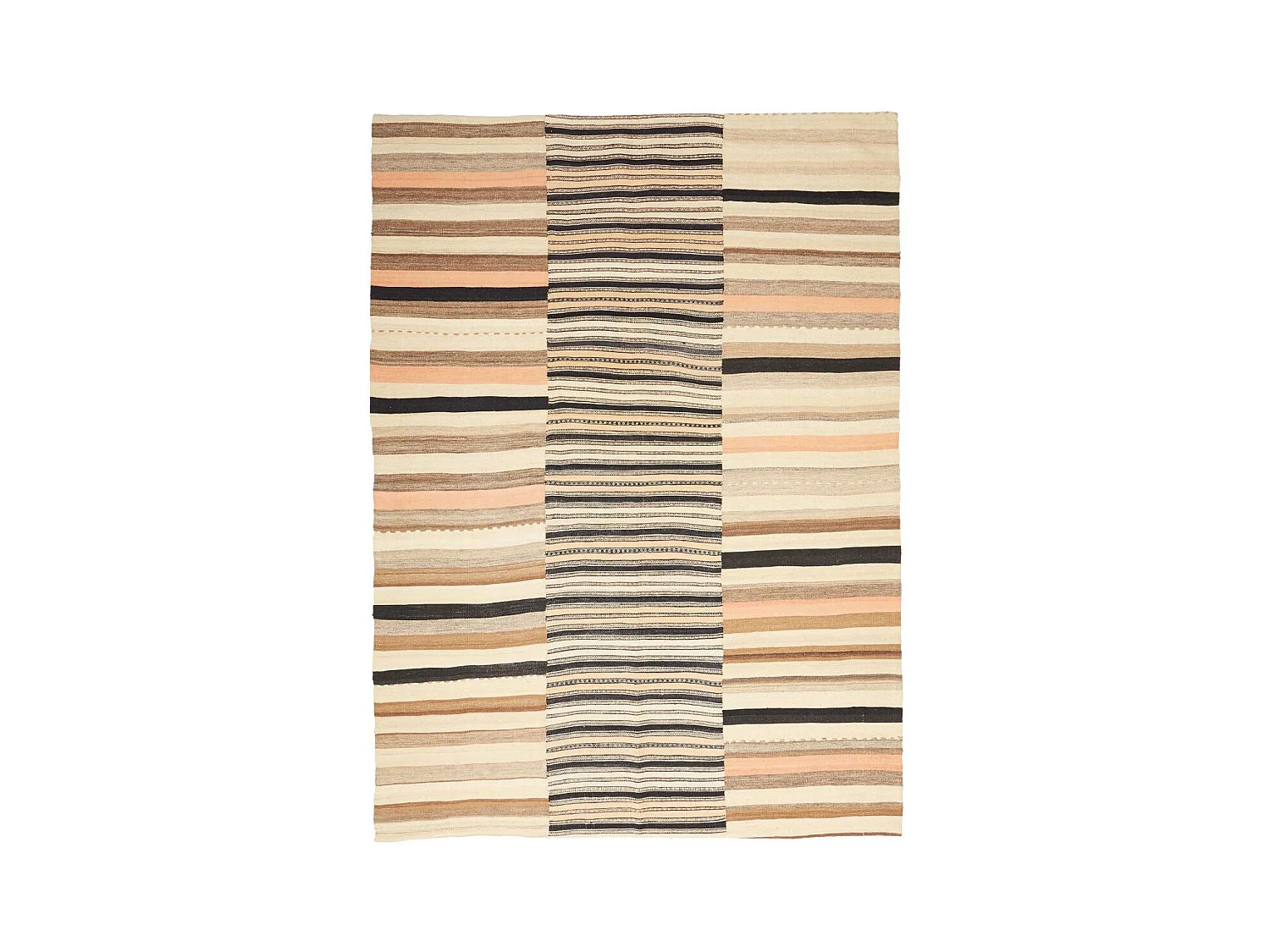 Authentique tapis d'Orient 166x217 kilim fait main en laine noir et orange B 7