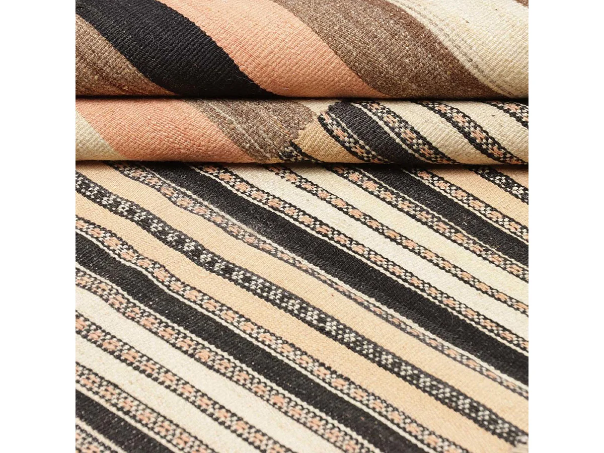 Authentique tapis d'Orient 166x217 kilim fait main en laine noir et orange B 7