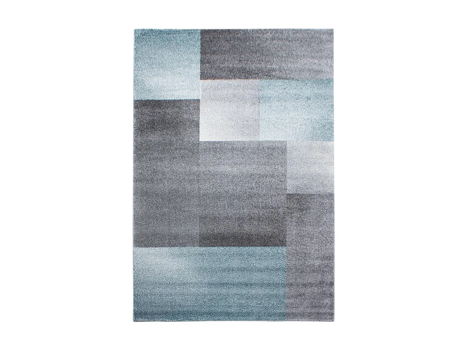 tapis couloir 80x250 tissé bleu et gris rectangle motif géométrique KARLUK