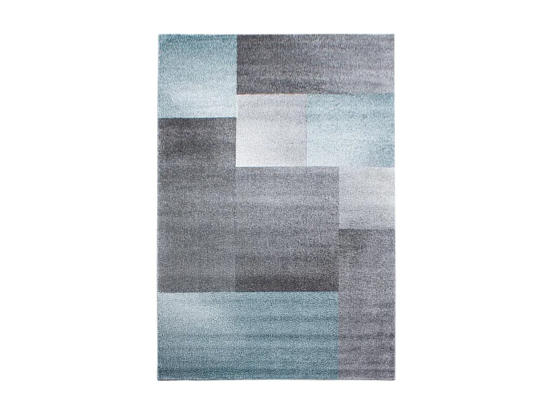 tapis couloir 80x250 tissé bleu et gris rectangle motif géométrique KARLUK