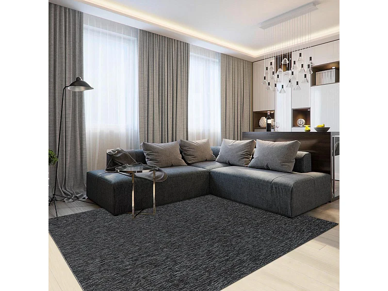 tapis cuisine 120x170 tissé gris rectangle motif uni SAKRDA