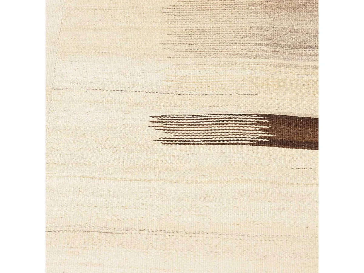 Authentique tapis d'Orient 165x233 kilim fait main en laine crème et noir F