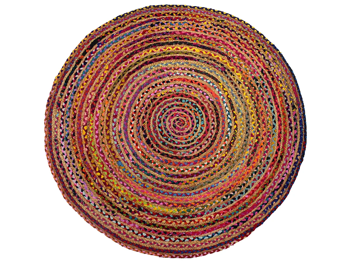 Tapis rond 140x140 rond ALANA Multicolore , tapis artisanal