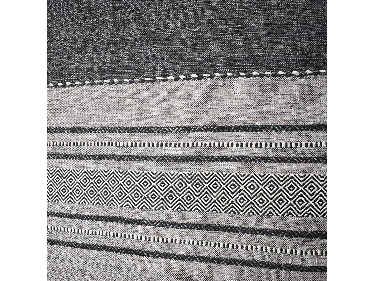 Tapis kilim 80x150 rectangle fait main en coton gris et noir motif ethnique