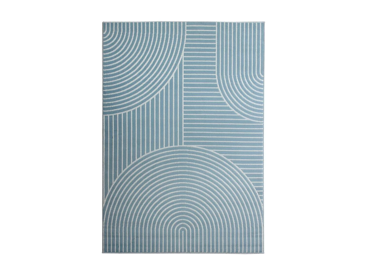 alfombra de dormitorio 80x150 tejida azul rectángulo estampado geométrico LYN49 ARCROL