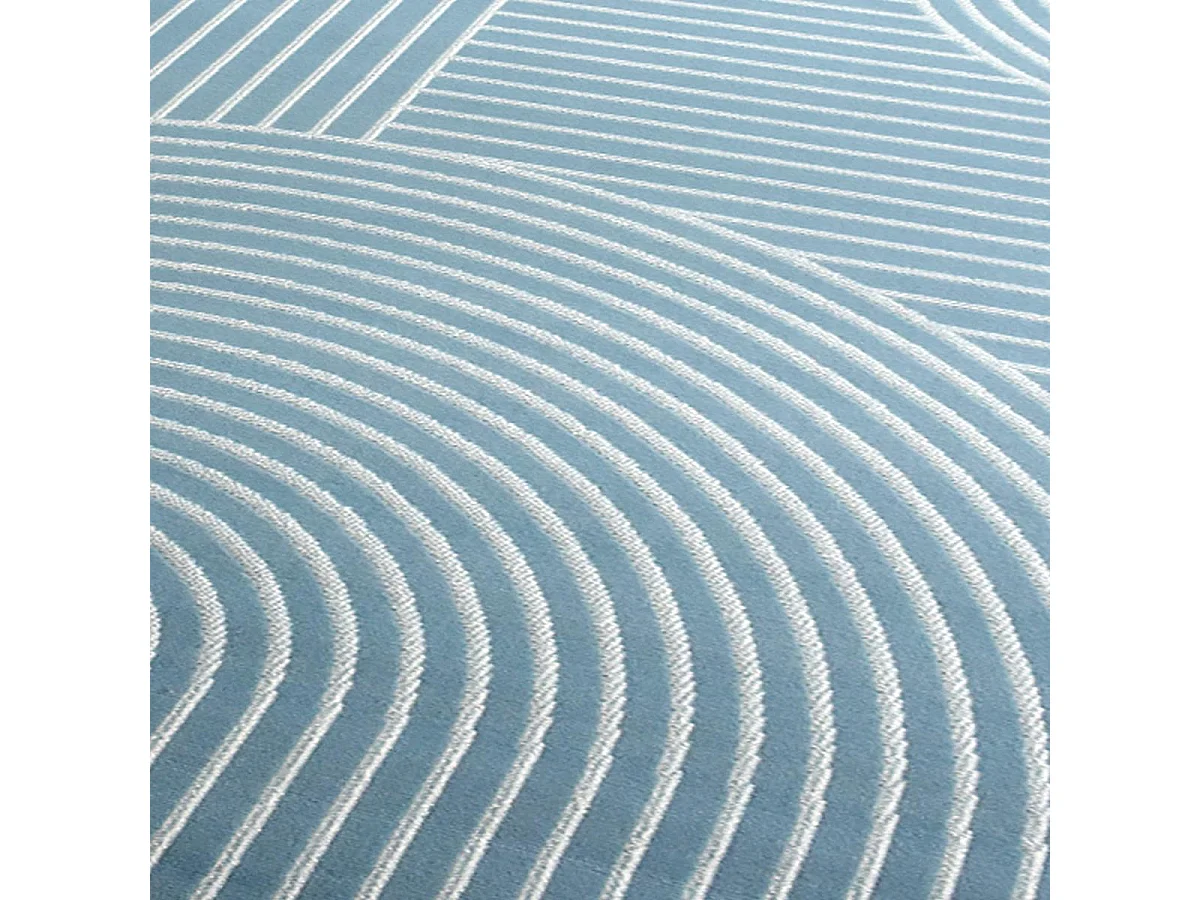 alfombra de dormitorio 80x150 tejida azul rectángulo estampado geométrico LYN49 ARCROL
