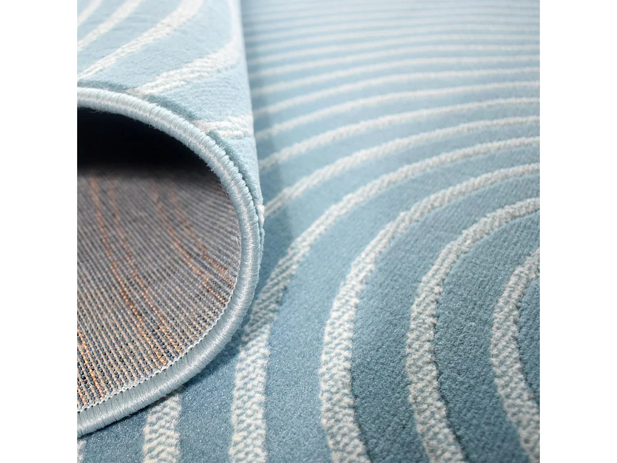 alfombra de dormitorio 80x150 tejida azul rectángulo estampado geométrico LYN49 ARCROL