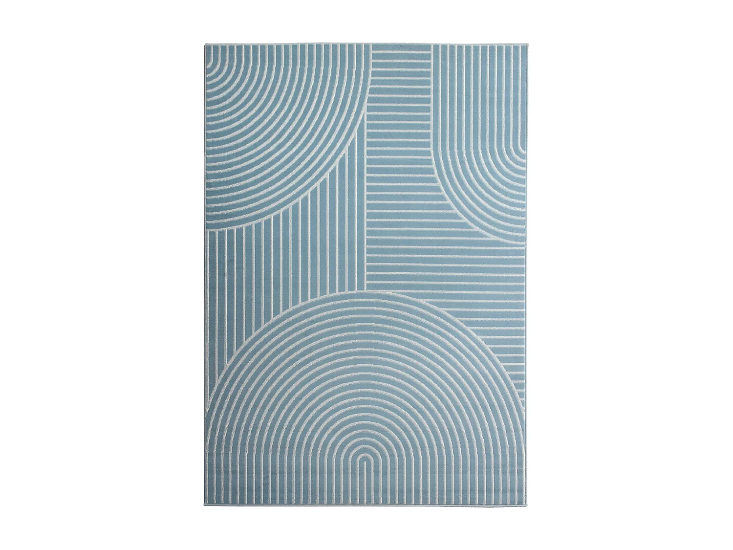 alfombra de dormitorio 80x150 tejida azul rectángulo estampado geométrico LYN49 ARCROL
