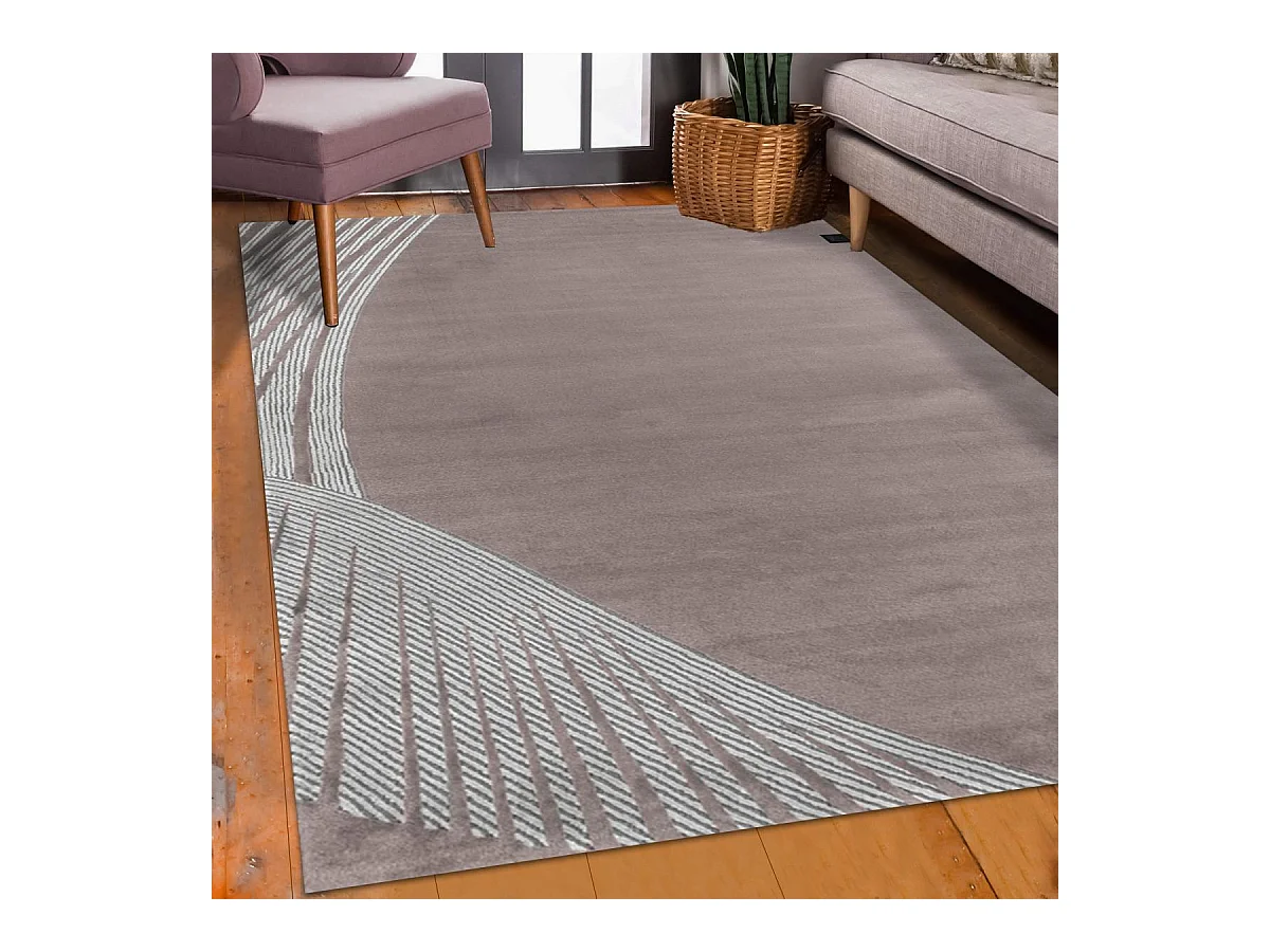 tapis chambre 160x230 tissé rose et gris rectangle motif géométrique OBEROI