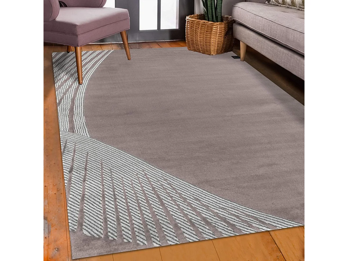 tappeto per camera da letto 160x230 motivo geometrico rettangolare intrecciato rosa e grigio OBEROI