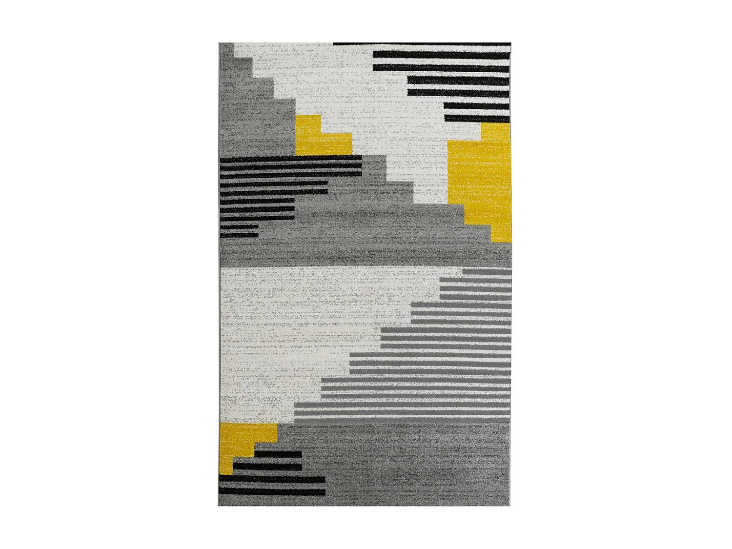 tapis entrée 50x80 tissé jaune et blanc rectangle motif géométrique NOTAR