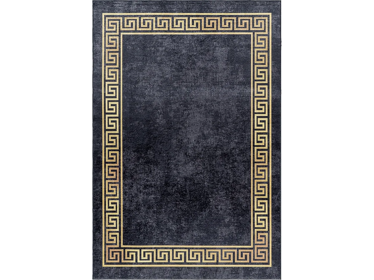 Tapis orient 120x170 rectangle noir et beige tissé motifs orientaux HUSLIA