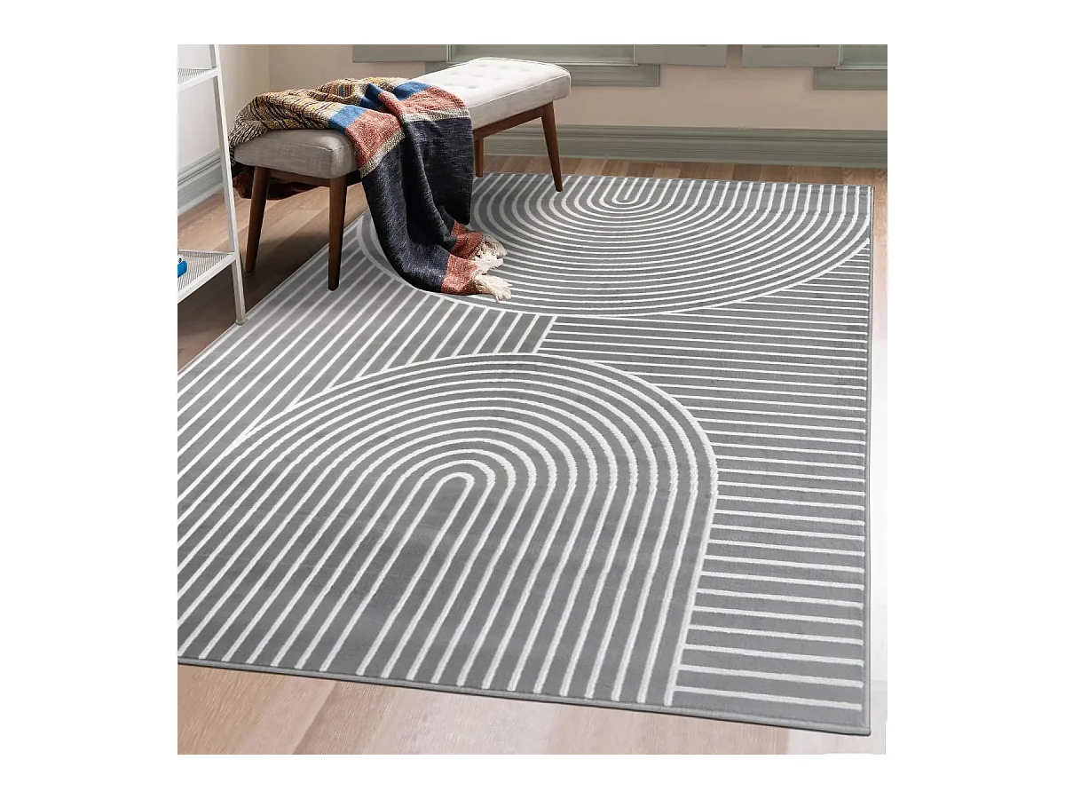 tapis salon 200x290 tissé gris rectangle motif géométrique AF2 ARCRIL