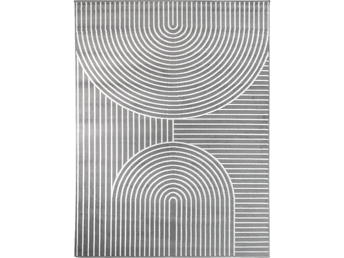 tapis salon 200x290 tissé gris rectangle motif géométrique LYN49 ARCRIL
