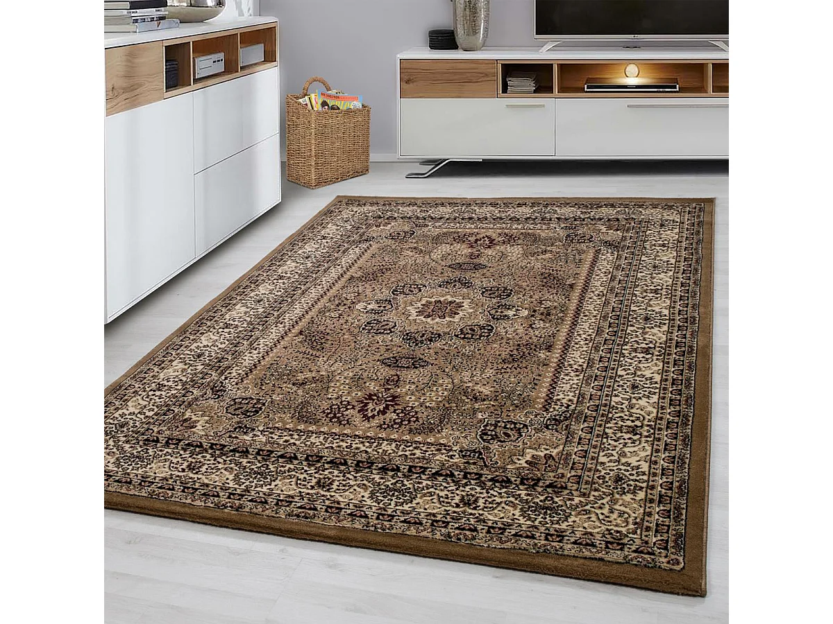 Tapis orient 160x230 rectangle beige tissé motifs orientaux BISKO