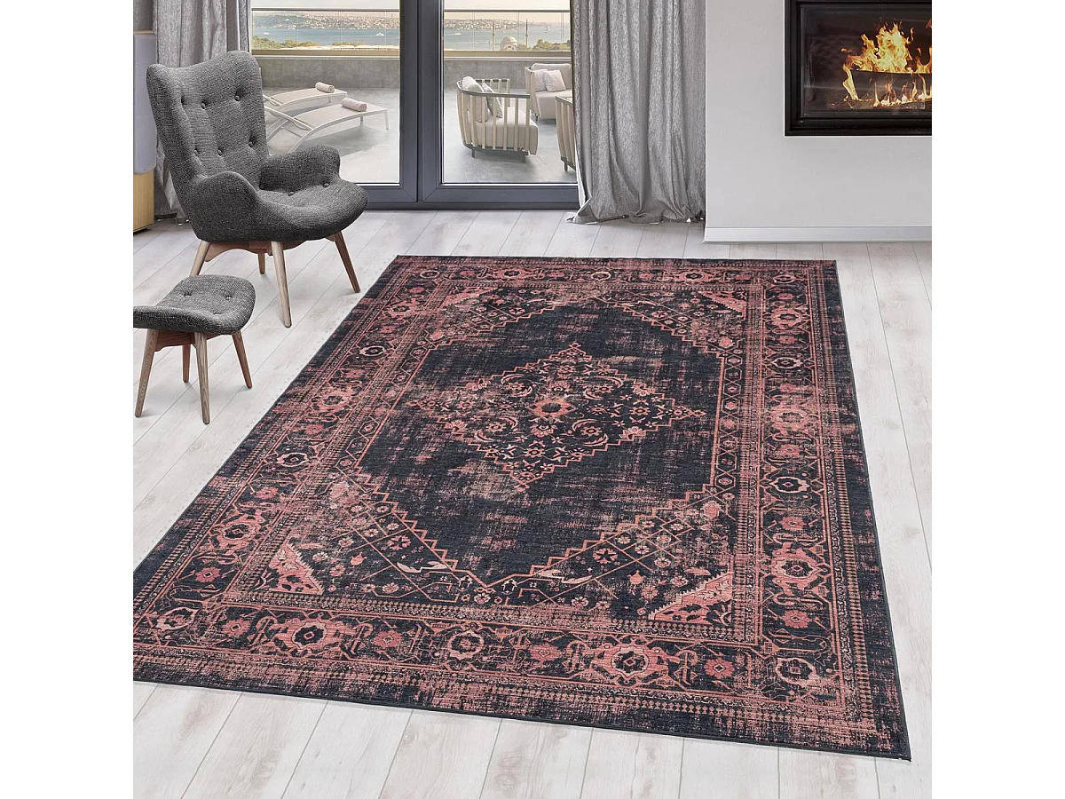 Tapis orient 80x150 rectangle rouge tissé motifs orientaux AKIAK
