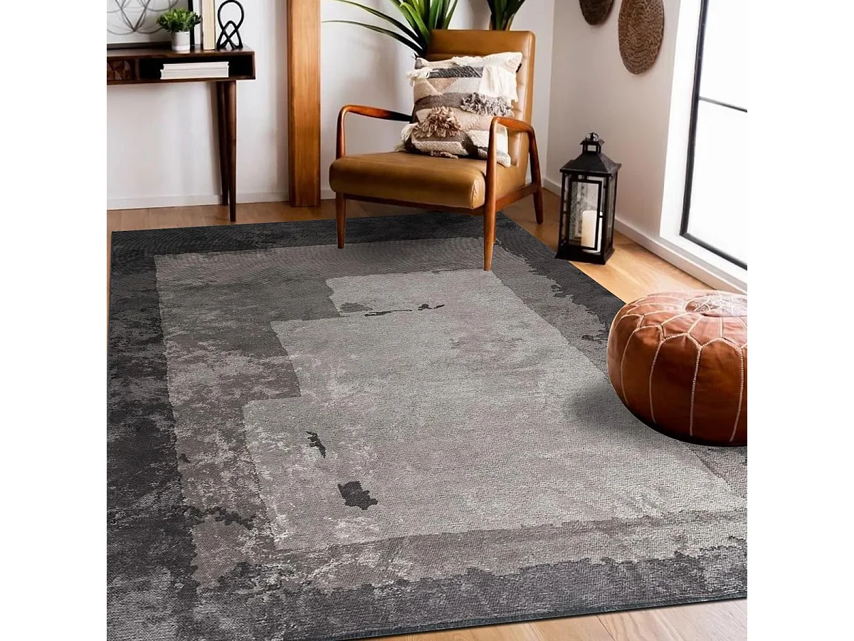Tappeto Kilim 240x300 rettangolo intrecciato in cotone grigio motivo astratto TRIGREY