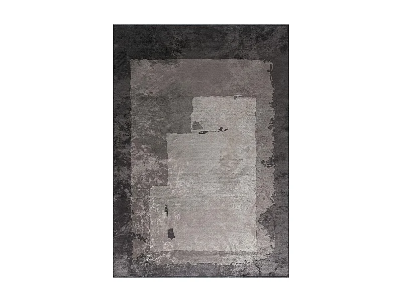 Tapis kilim 240x300 rectangle tissé en coton gris motif abstrait TRIGREY