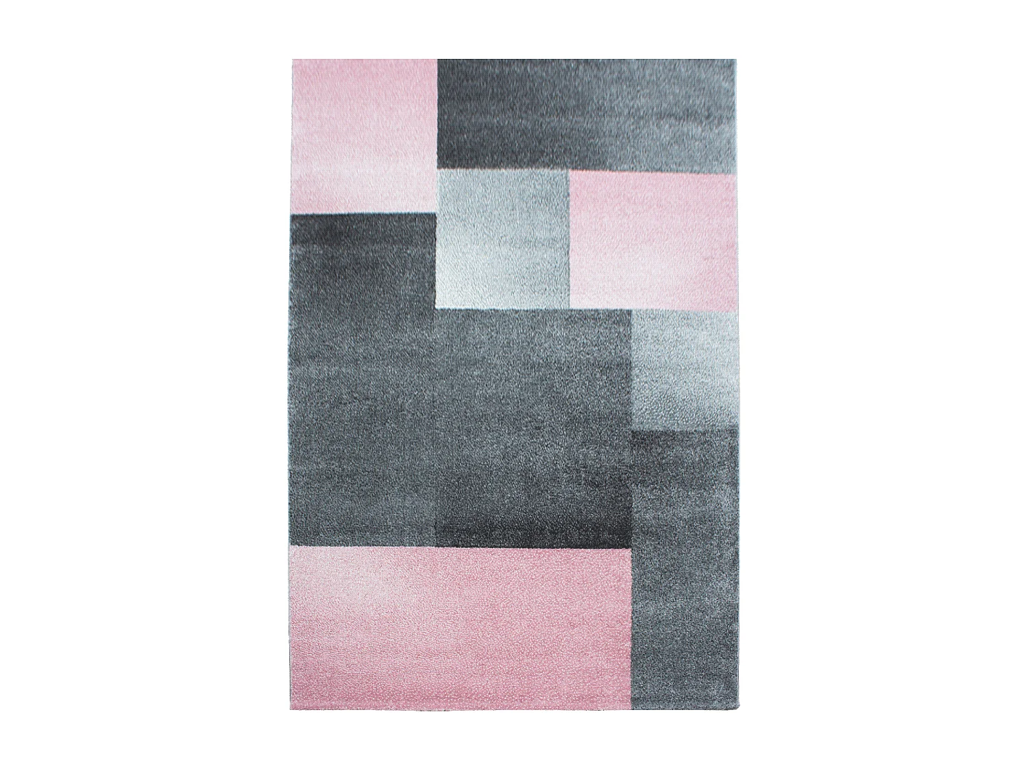 tapis grand salon 240x340 tissé rose et gris rectangle motif géométrique KARLUK