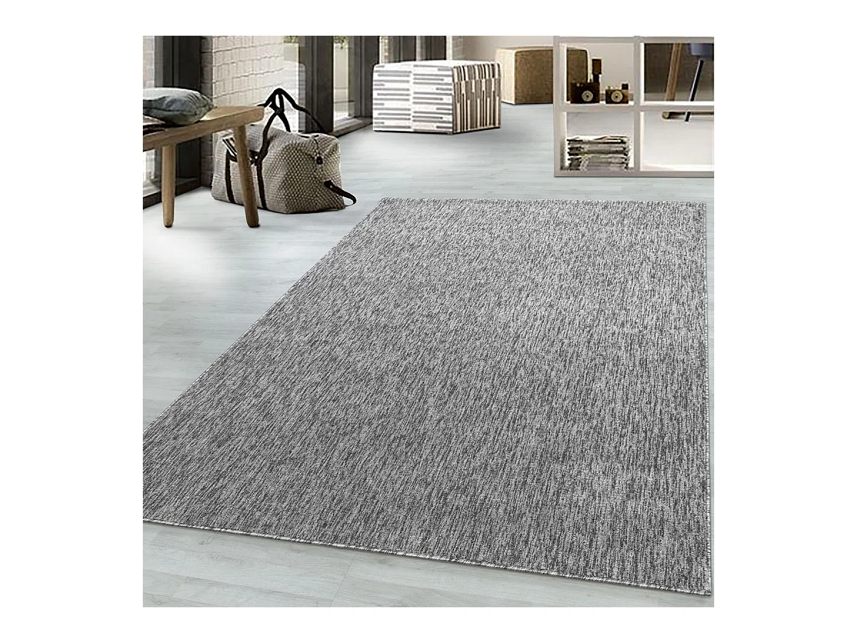 tapis salon 160x230 tissé gris rectangle motif uni SAKRDA