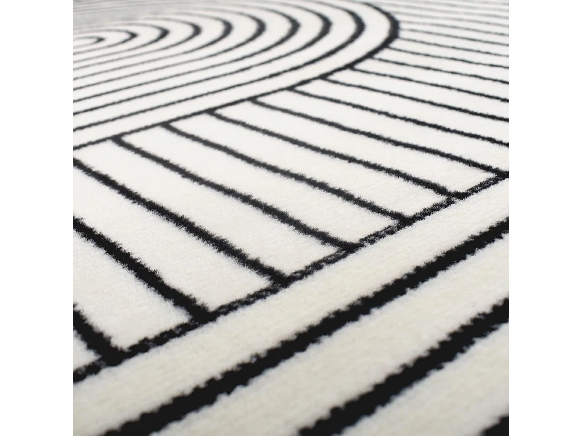 tapis salon 160x225 tissé crème rectangle motif géométrique LYN1 COURLI