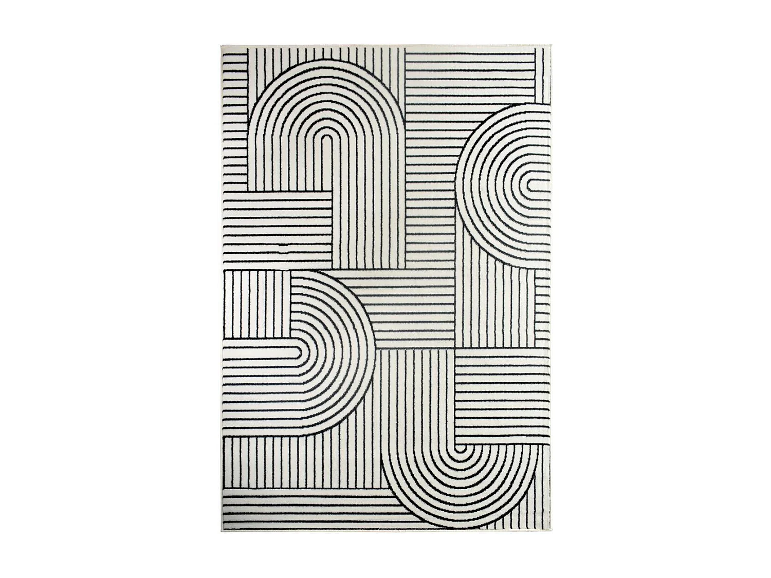 tapis salon 160x225 tissé crème rectangle motif géométrique LYN1 COURLI
