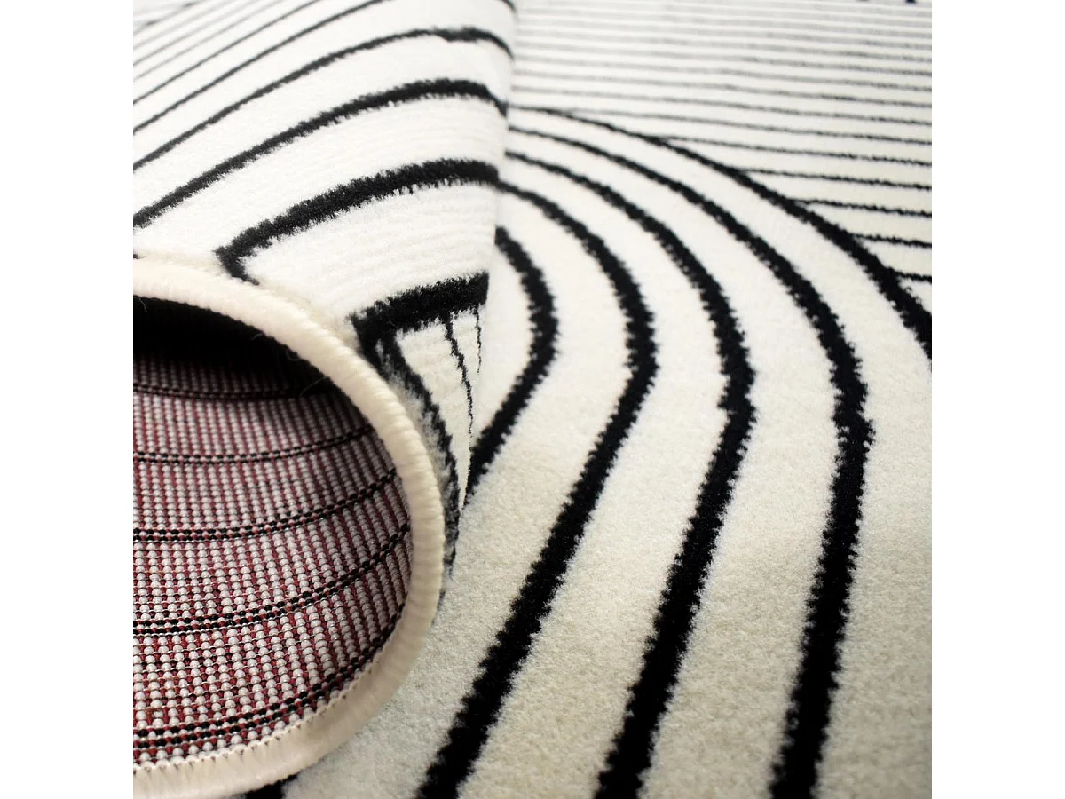 tapis salon 160x225 tissé crème rectangle motif géométrique LYN1 COURLI
