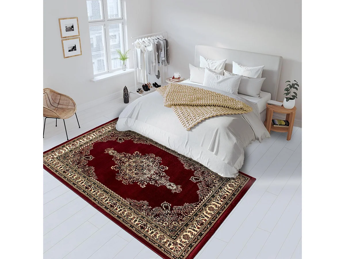 Tappeto orientale 120x170 rettangolo rosso intrecciato con motivi orientali BISKO 2
