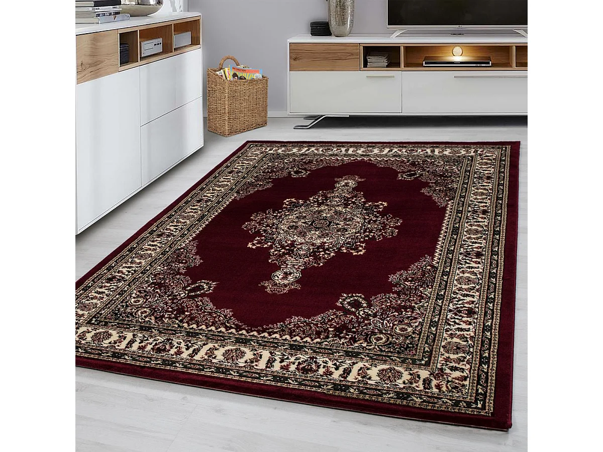 Tappeto orientale 120x170 rettangolo rosso intrecciato con motivi orientali BISKO 2