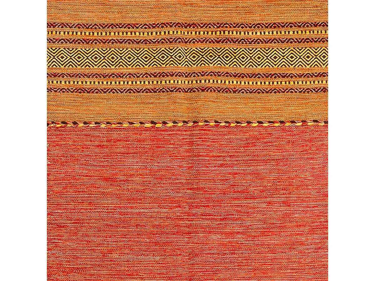 Tapis kilim 80x150 rectangle fait main en coton terra et rouge motif ethnique