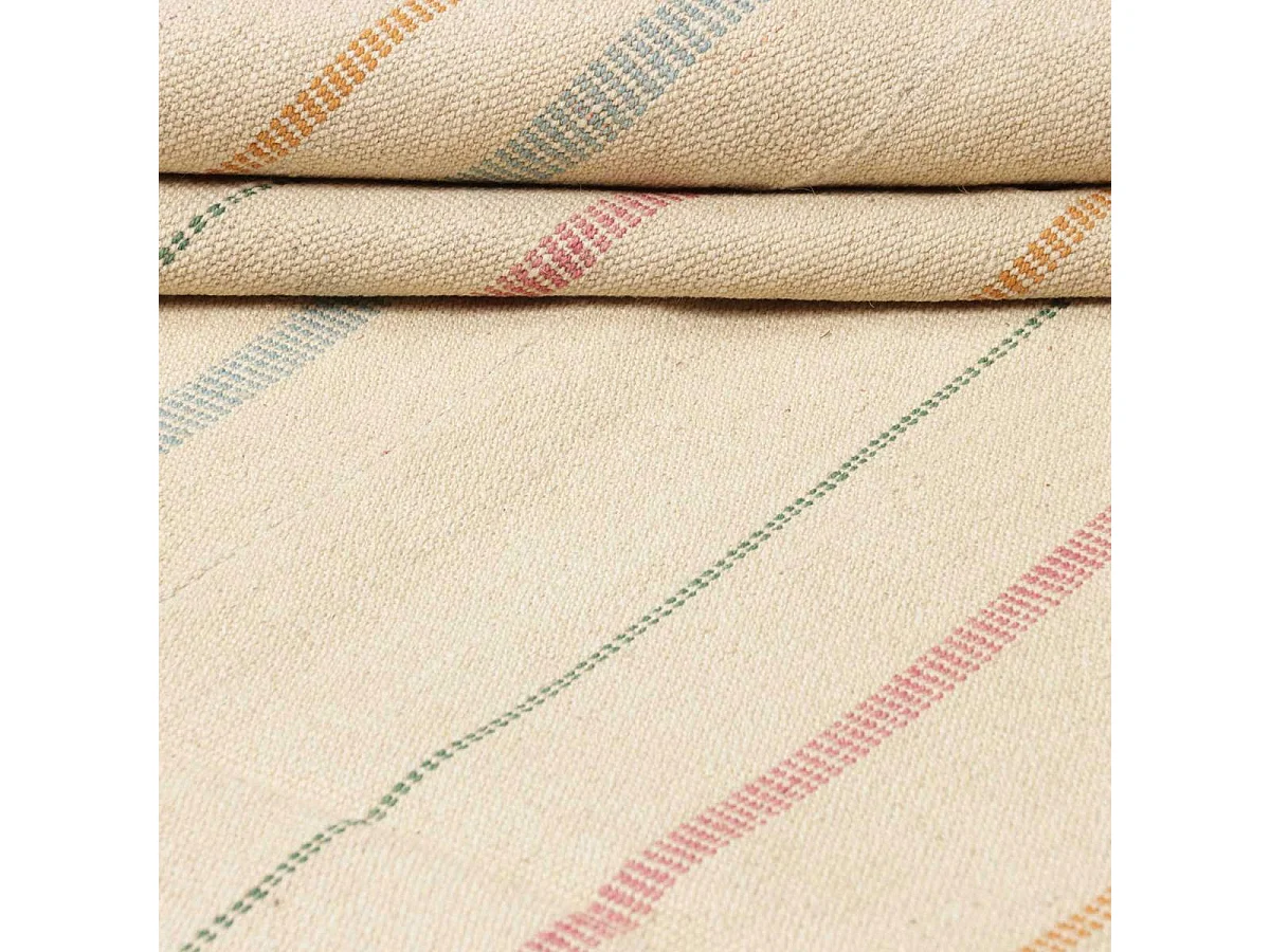 Authentique tapis d'Orient 203x298 kilim fait main en laine orange et bleu B 3