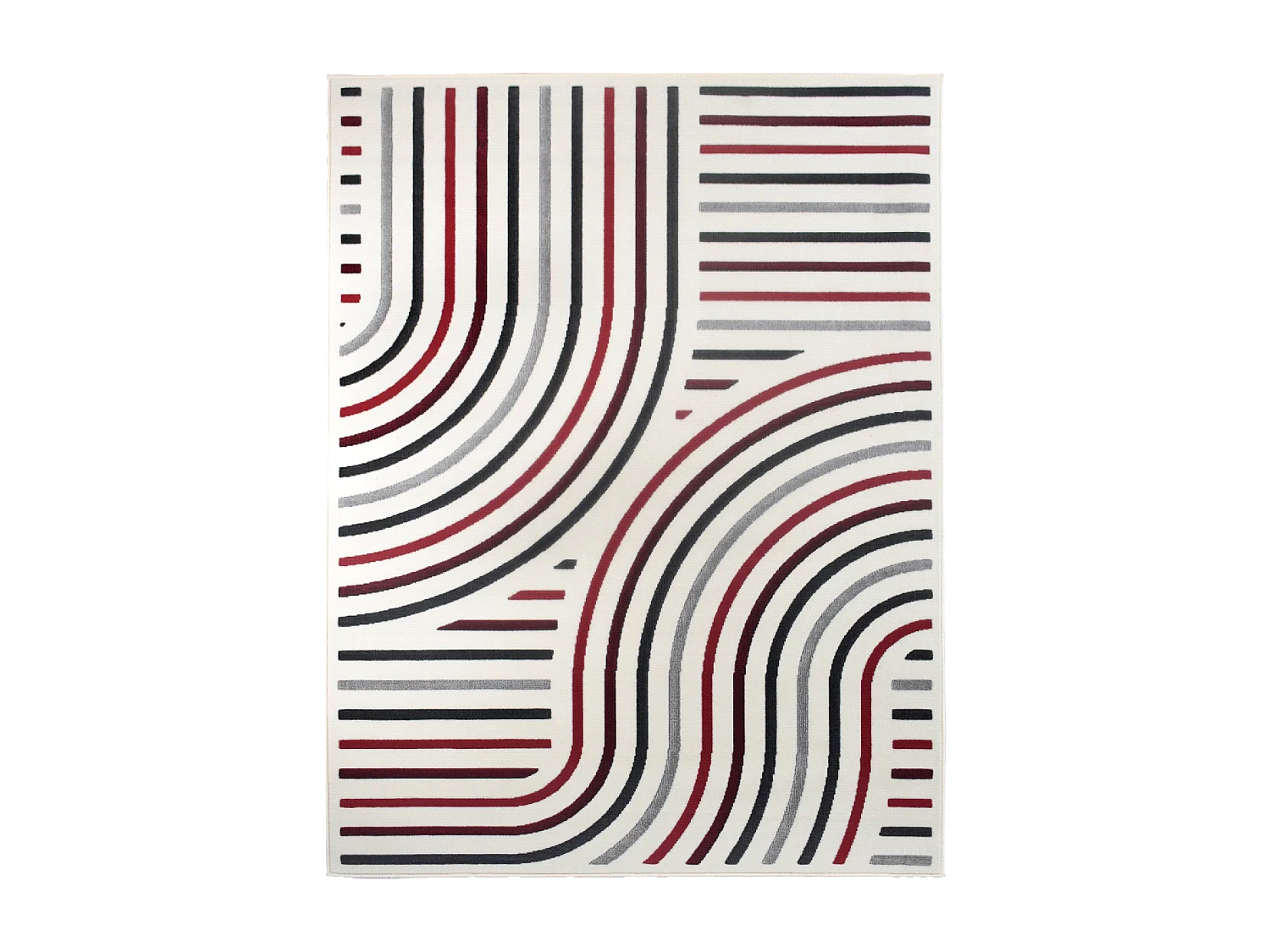 tappeto per camera 80x150 tessuto rettangolare rosso e panna disegno geometrico LYN49 MUCOUR