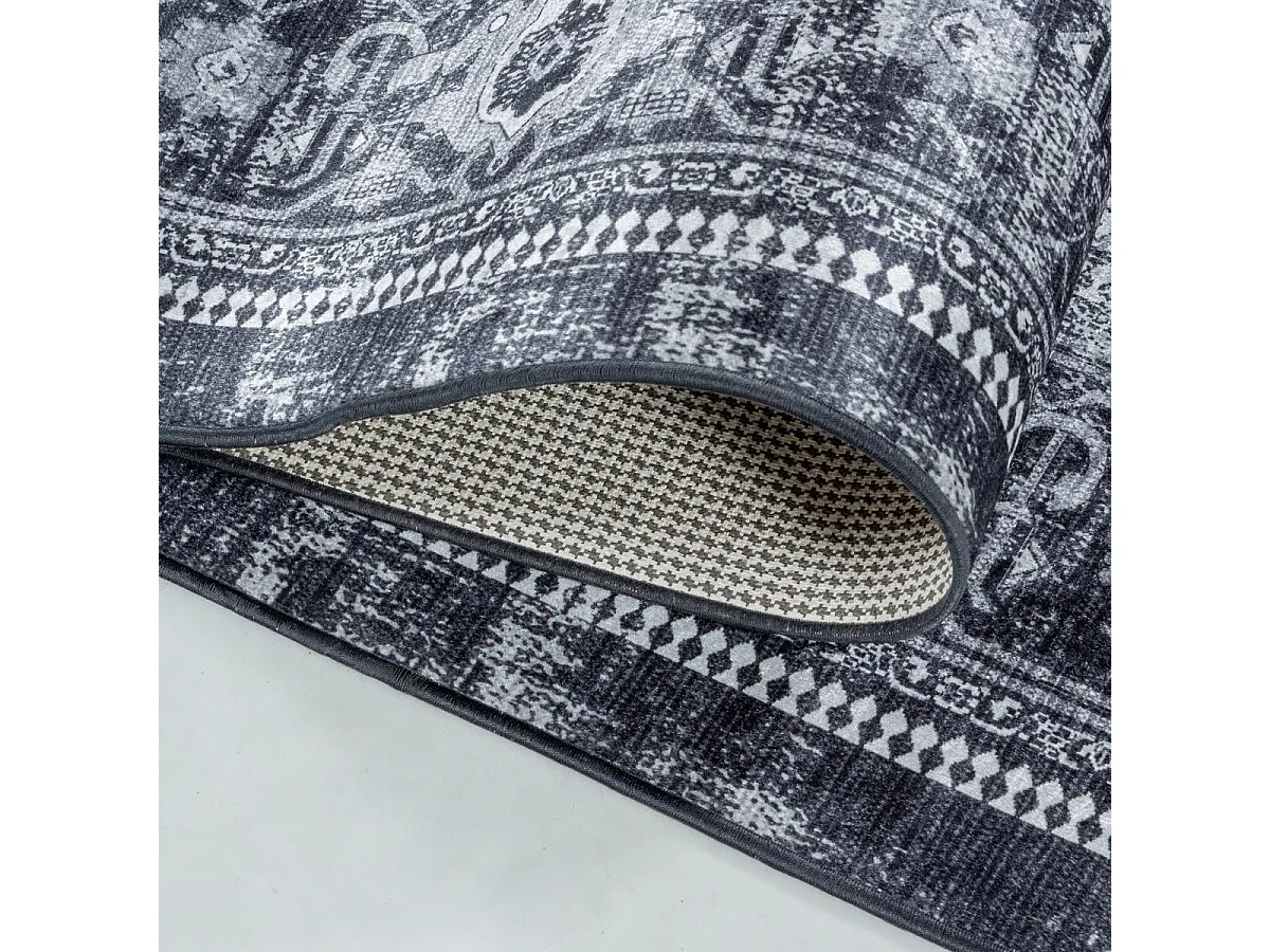 Tapis orient 160x230 rectangle noir tissé motifs orientaux AKIAK