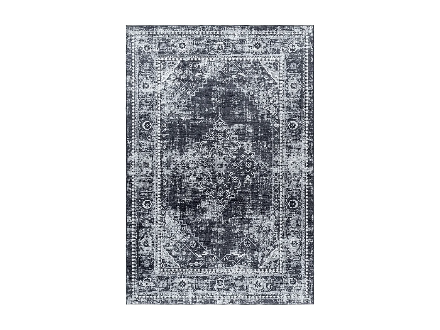 Tapis orient 160x230 rectangle noir tissé motifs orientaux AKIAK