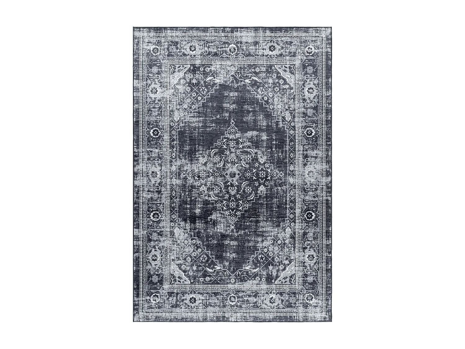 Tapis orient 160x230 rectangle noir tissé motifs orientaux AKIAK