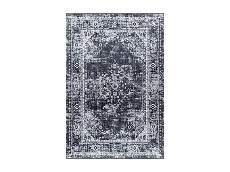 Tapis orient 160x230 rectangle noir tissé motifs orientaux AKIAK