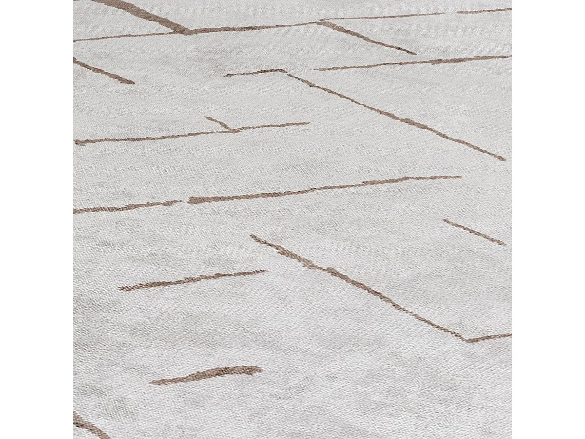 Tapis kilim 200x250 rectangle tissé en coton crème motif simple UNIRIPE