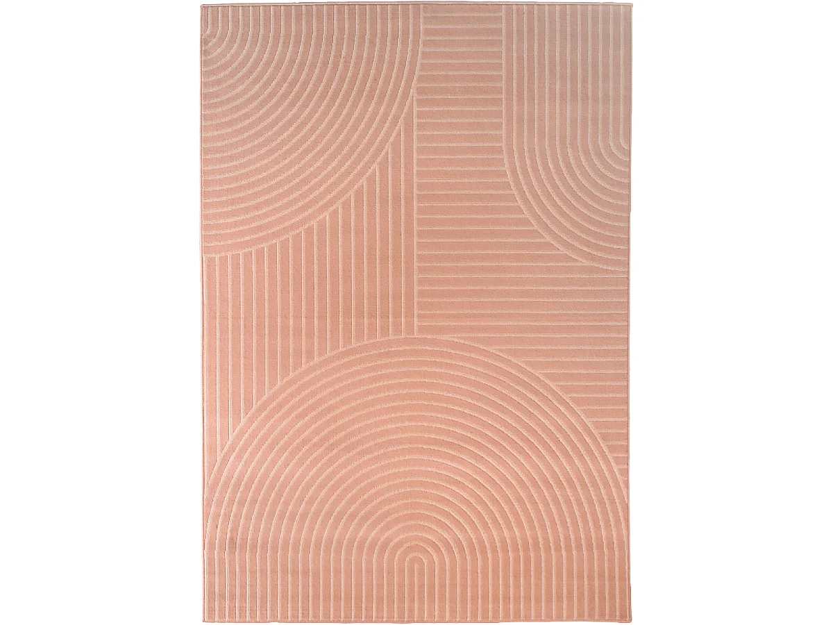 tapis salon 120x170 tissé rose rectangle motif géométrique LYN49 ARCROL
