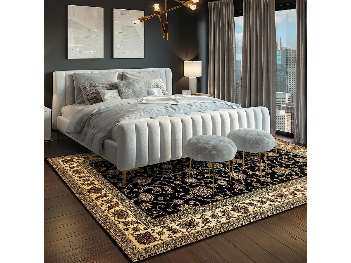 Tappeto orientale 120x170 rettangolo nero intrecciato con motivi orientali BISKO 1