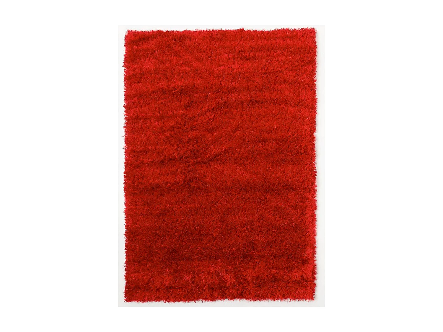 Tapis shaggy Ø140cm rond fait main rouge motif uni MALAIDORY