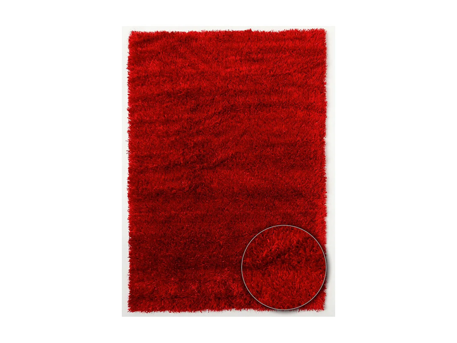 Tapis shaggy Ø140cm rond fait main rouge motif uni MALAIDORY