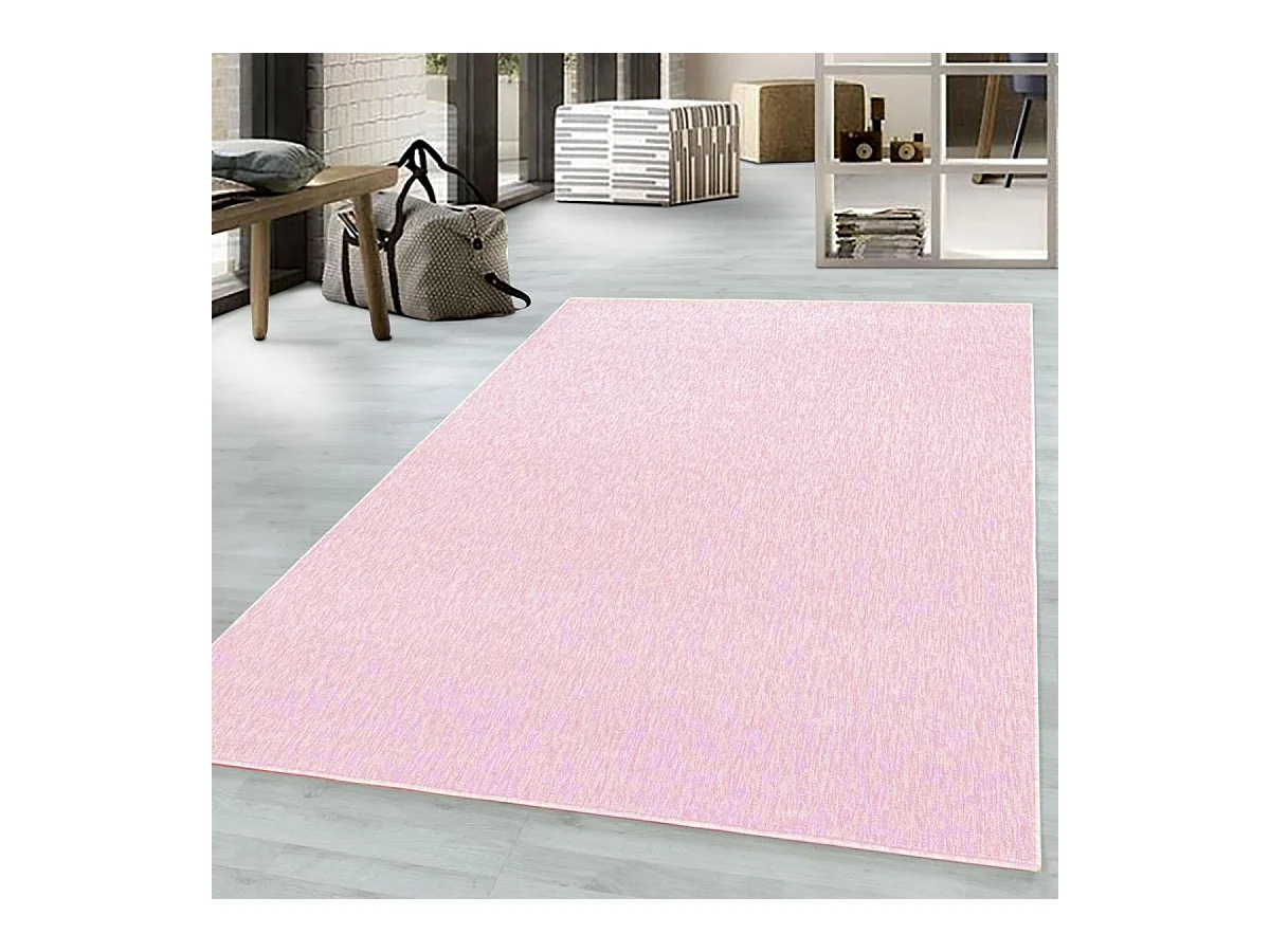 tapis salon 160x230 tissé rose rectangle motif uni SAKRDA