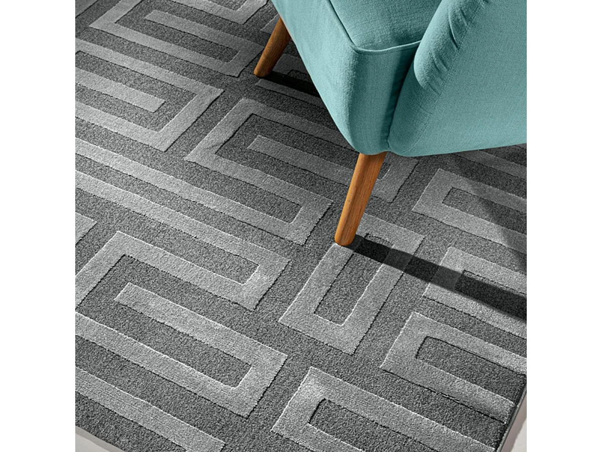 tapis chambre 160x230 tissé gris rectangle motif géométrique CONRAD