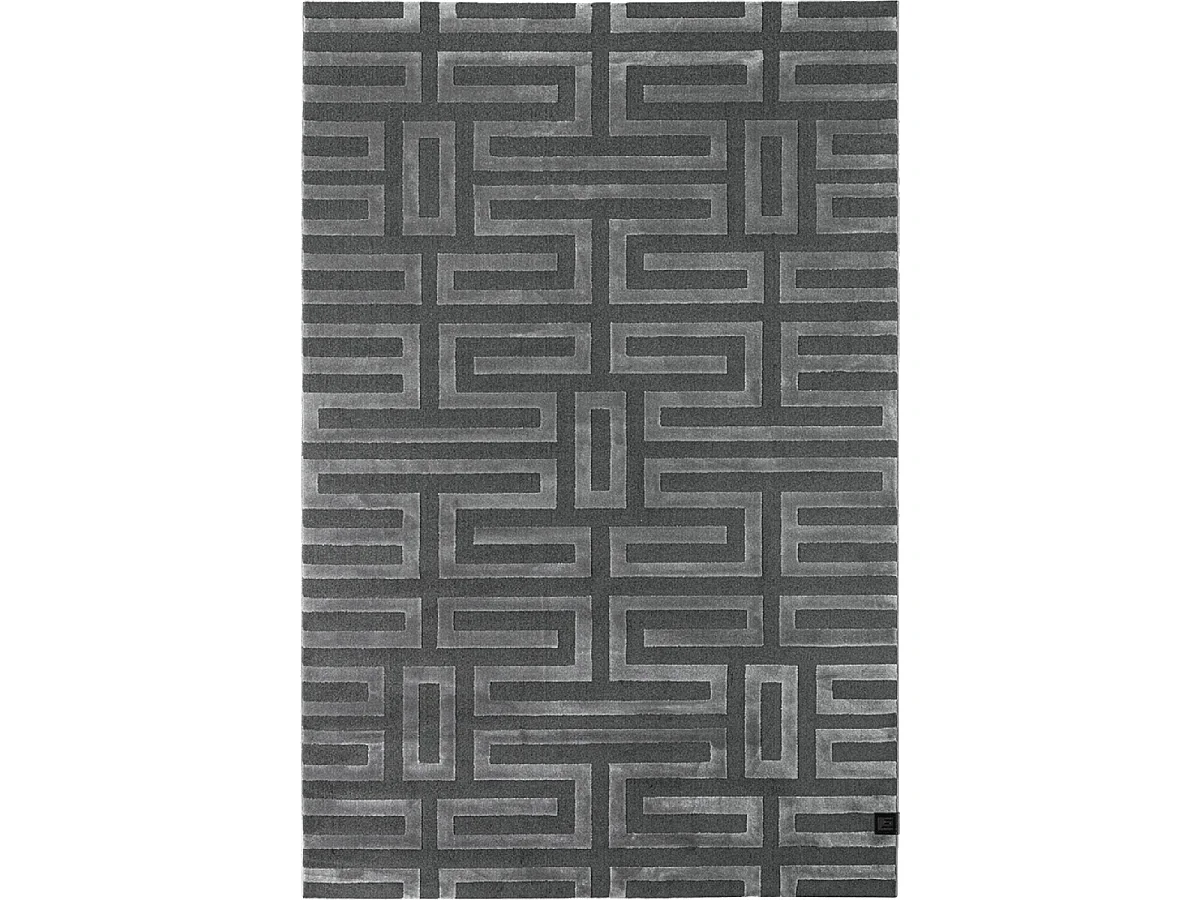 tapis chambre 160x230 tissé gris rectangle motif géométrique CONRAD