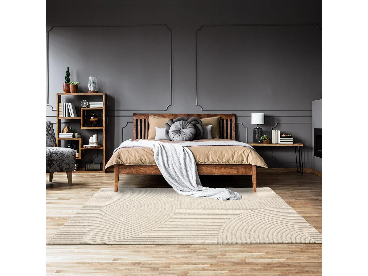 tapis salon ⌀200cm tissé  tissé rond motif simple LYN9 CERNAN B