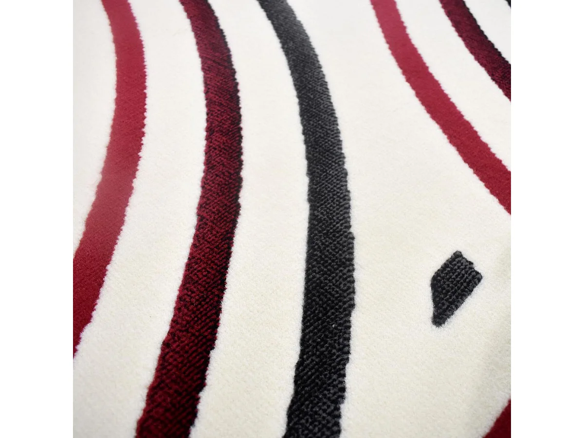 tapis salon 120x170 tissé rouge et crème rectangle motif géométrique LYN49 MUCOUR