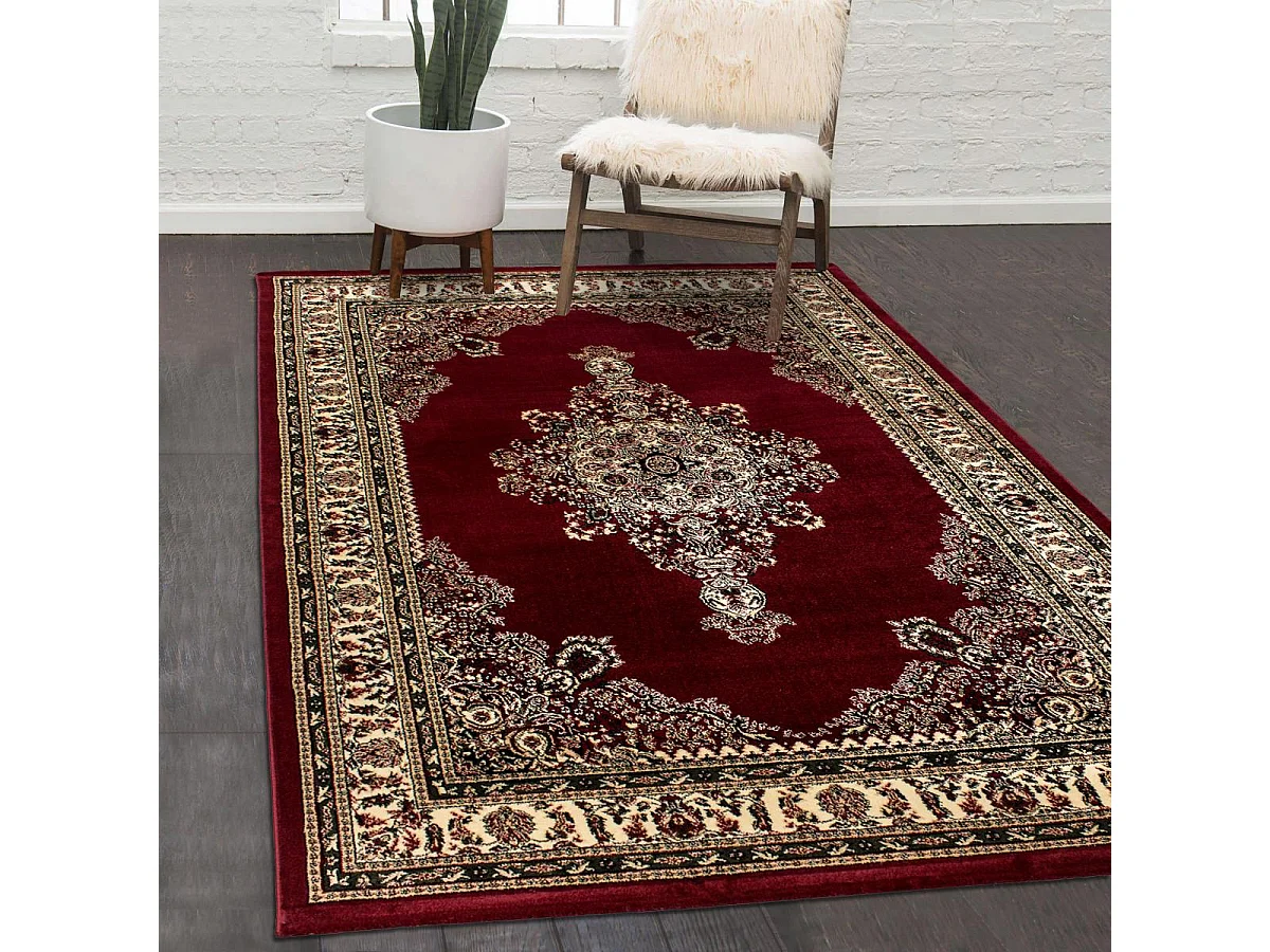 Tappeto orientale 160x230 rettangolo rosso intrecciato con motivi orientali BISKO 2