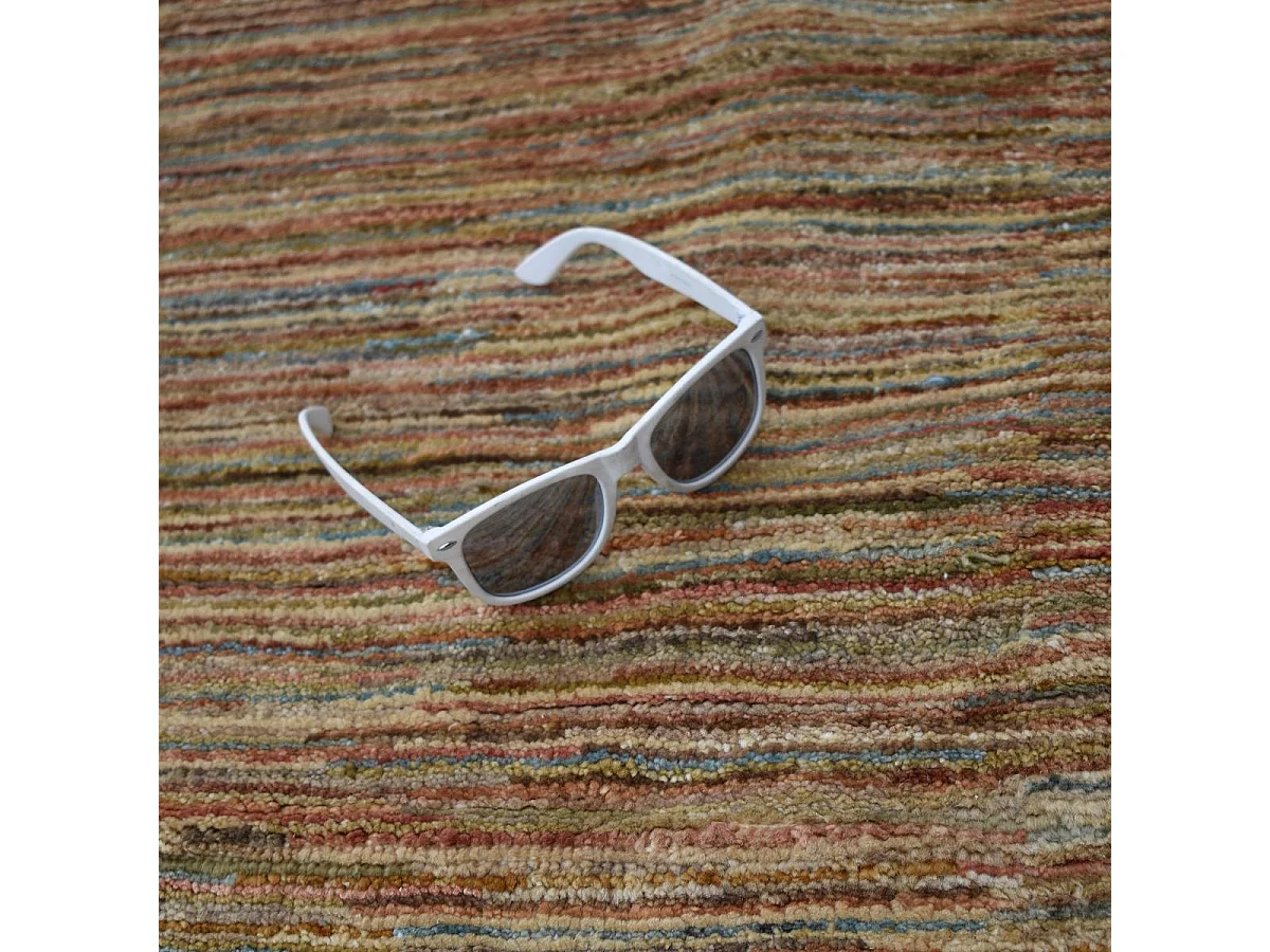 tapis chambre 122x186 fait main en laine multicolore motif abstrait