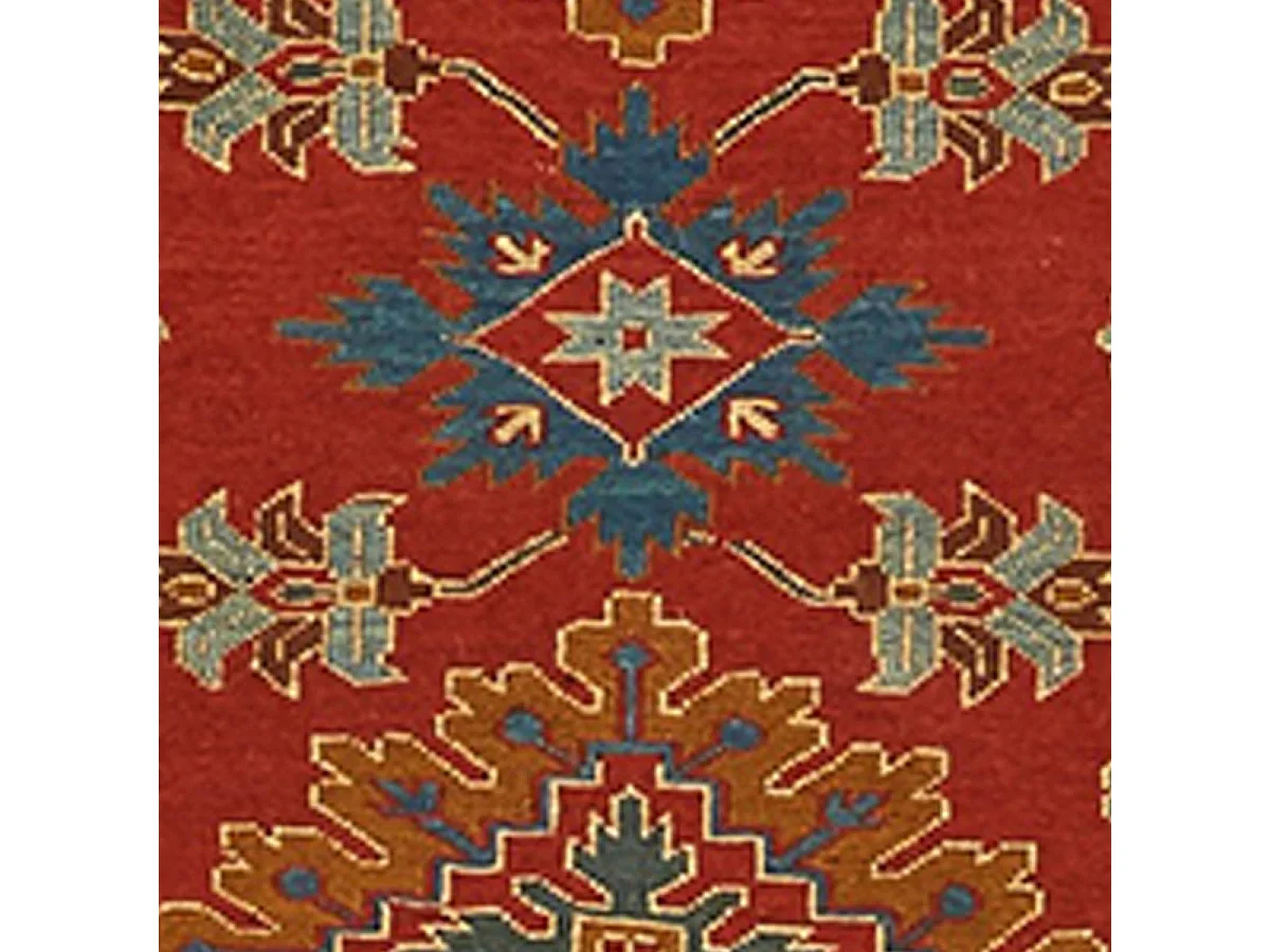 Authentique tapis d'Orient 87x311 fait main en laine rouge et beige SOUMAK