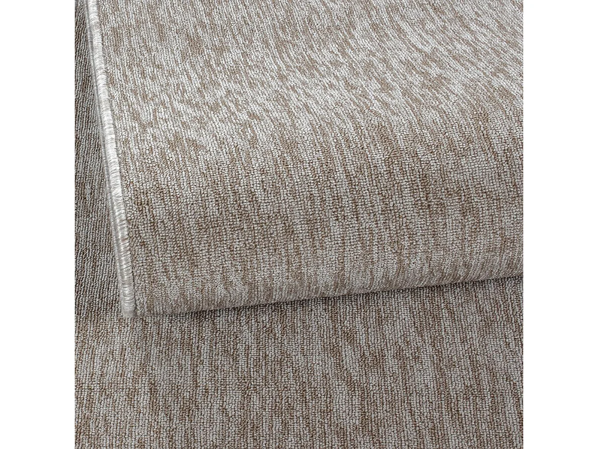tapis chambre Ø120cm tissé beige rond motif uni SAKRDA